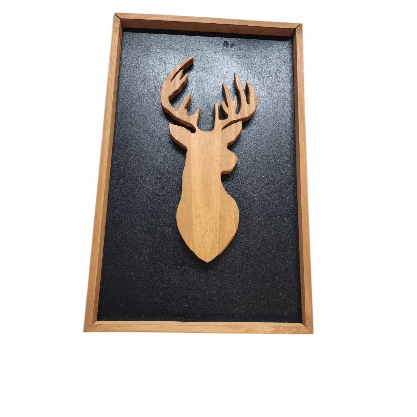 Handmade Stags Head Silhouette Wall Art With Wooden Frame