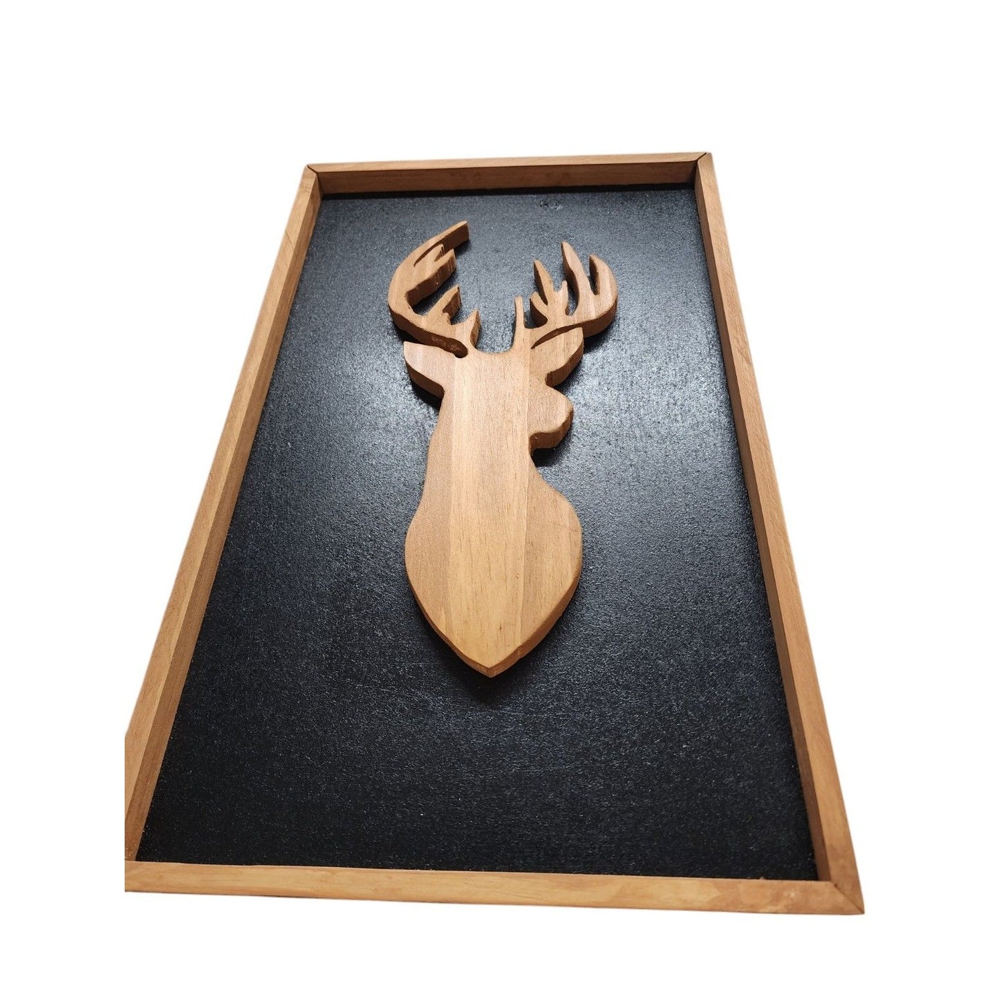 Handmade Stags Head Silhouette Wall Art With Wooden Frame