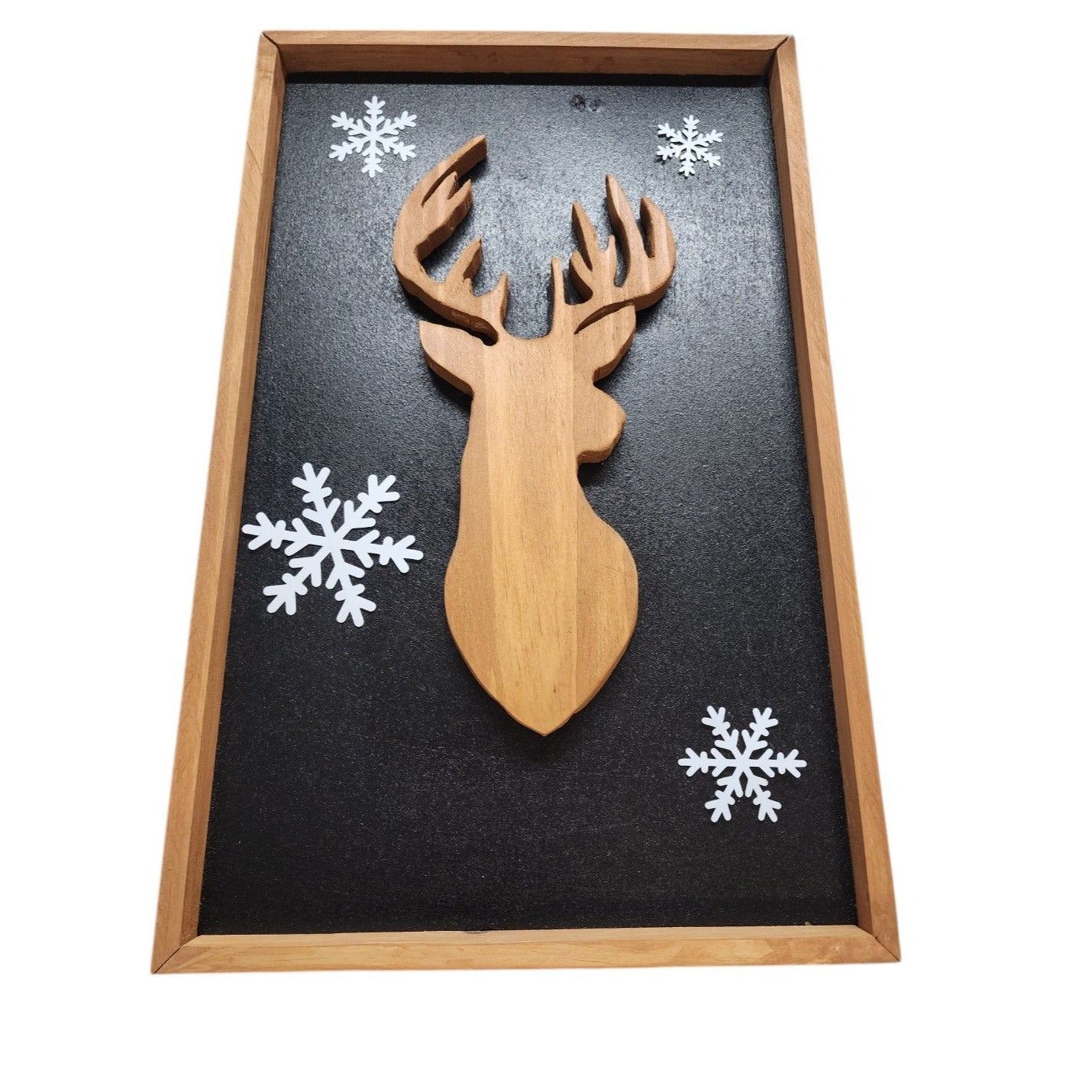 Handmade Stags Head Silhouette Wall Art With Wooden Frame