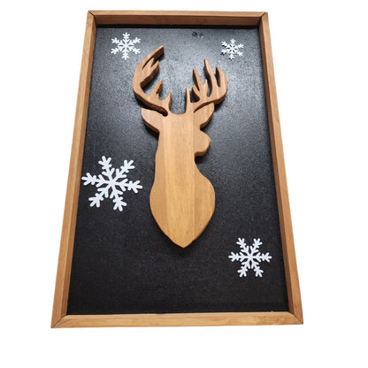 Handmade Stags Head Silhouette Wall Art With Wooden Frame