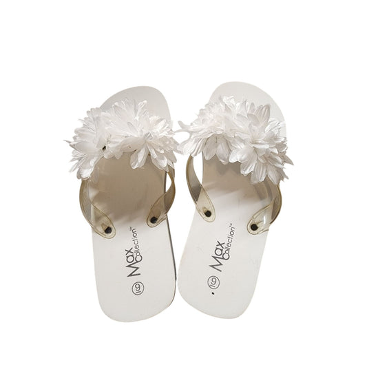 Max Collection Womens White Floral slide  With Clear Straps sandal Size 9