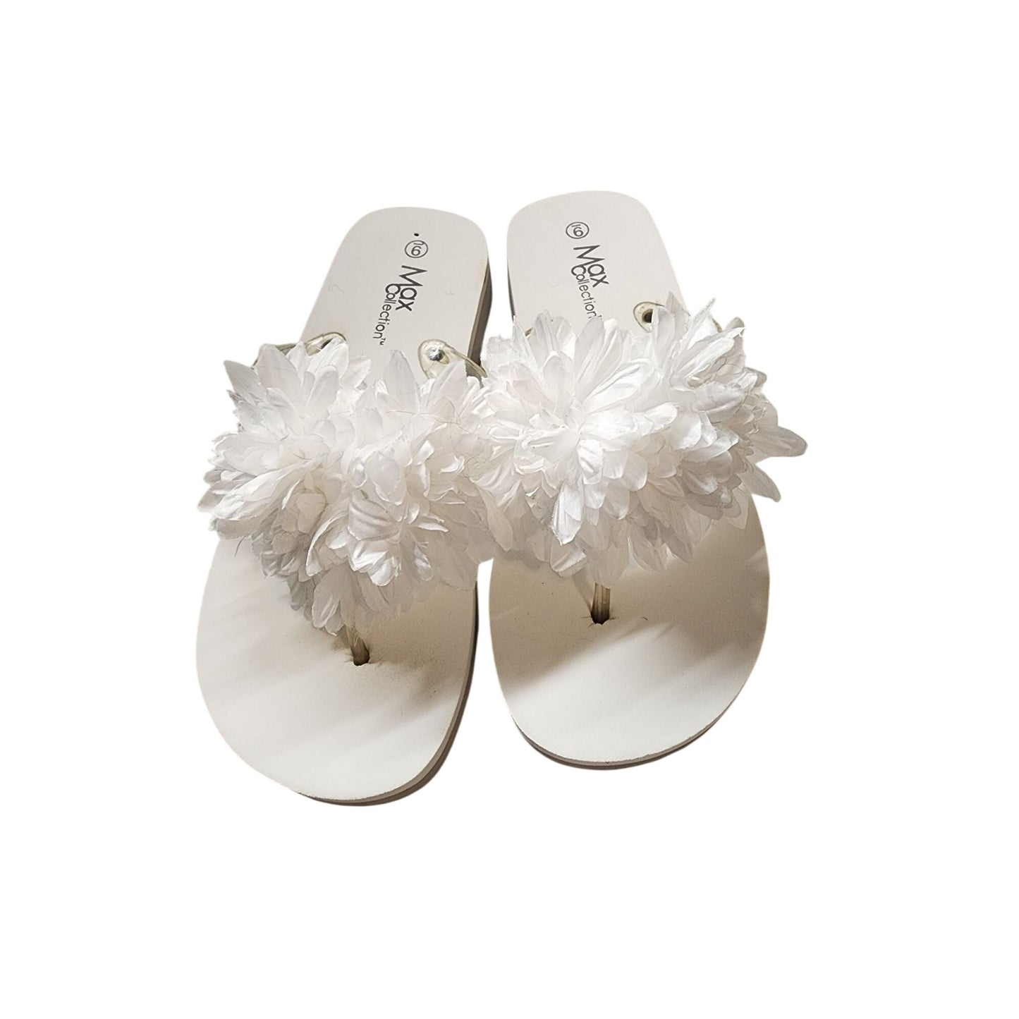 Max Collection Womens White Floral slide  With Clear Straps sandal Size 9