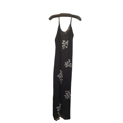 Vintage Mark & John Women's Sequins Beaded Black Silver Dress Size L