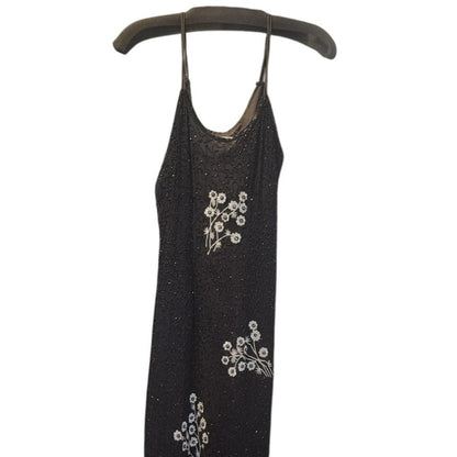 Vintage Mark & John Women's Sequins Beaded Black Silver Dress Size L