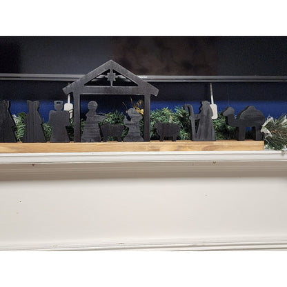 Handcrafted Wooden Nativity Scene Decoration With Simple Silhouette Design