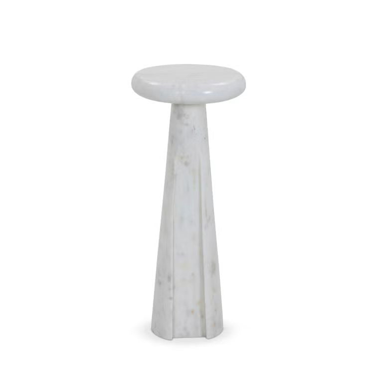 Ashley Avaline Polished Marble Accent Table | Luxury Modern Round Pedestal End Table | Solid Stone Side Table