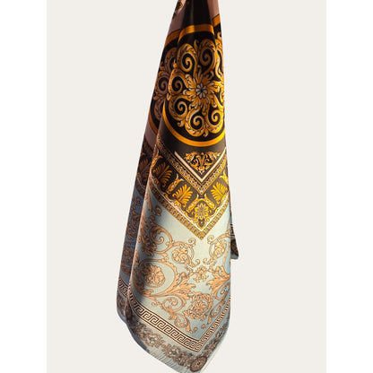 Versace-Inspired Lightweight Scarf With Baroque & Medallion Print