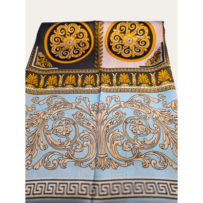 Versace-Inspired Lightweight Scarf With Baroque & Medallion Print