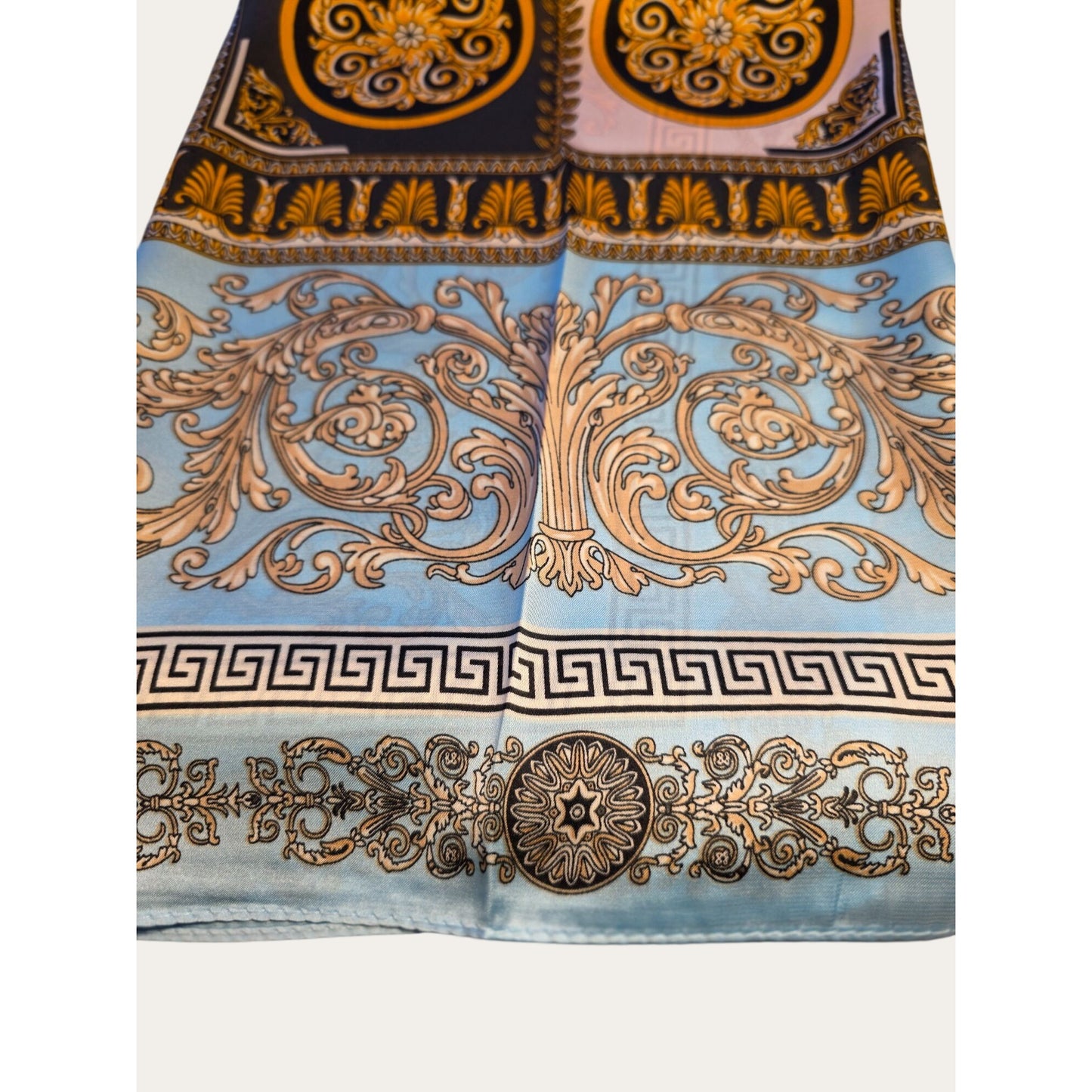 Versace-Inspired Lightweight Scarf With Baroque & Medallion Print