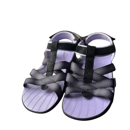 J Sport Kaia Ladies Size 7 Black & Purple Sandals With Comfortable Contoured Soles & Adjustable Straps
