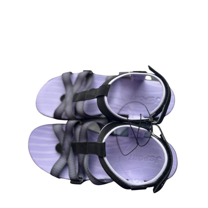 J Sport Kaia Ladies Size 7 Black & Purple Sandals With Comfortable Contoured Soles & Adjustable Straps
