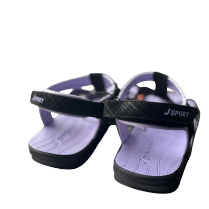 J Sport Kaia Ladies Size 7 Black & Purple Sandals With Comfortable Contoured Soles & Adjustable Straps