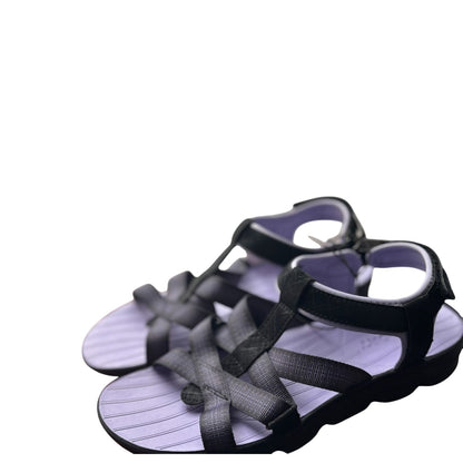 J Sport Kaia Ladies Size 7 Black & Purple Sandals With Comfortable Contoured Soles & Adjustable Straps