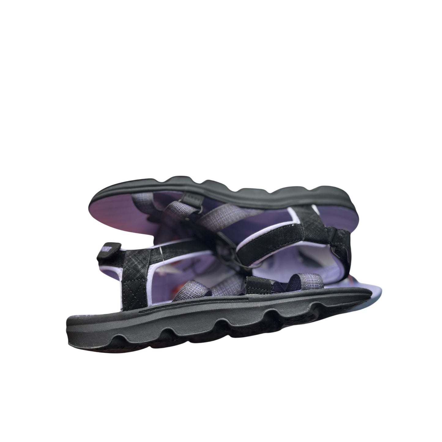 J Sport Kaia Ladies Size 7 Black & Purple Sandals With Comfortable Contoured Soles & Adjustable Straps