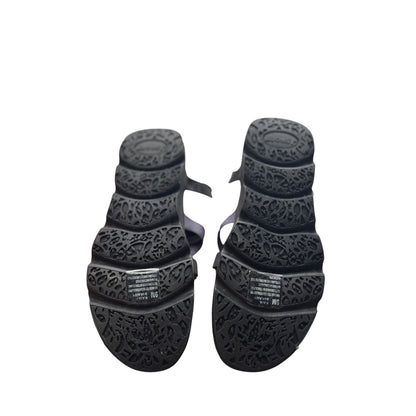 J Sport Kaia Ladies Size 7 Black & Purple Sandals With Comfortable Contoured Soles & Adjustable Straps