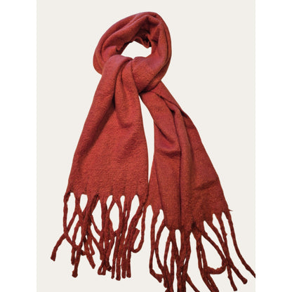 Oversized Chunky Winter Scarf with Fringe, Cozy Blanket-Style Wrap