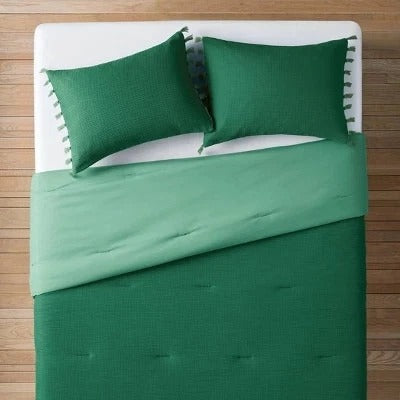 Opalhouse™ Designed with Jungalow Twin/Twin Extra Long Comforter and Sham Set Dark Teal/Aqua Fringe -