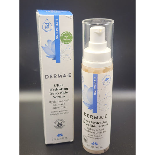DERMA E Ultra Hydrating Dewy Skin Serum |Hyaluronic Acid + Antioxidants |Radiant, Youthful Glow