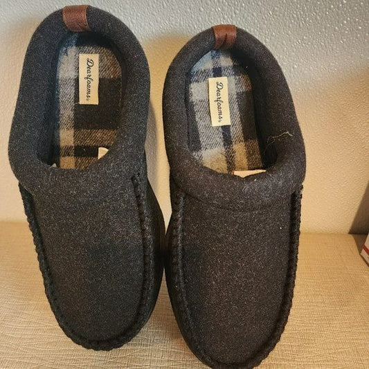 Dearfoams Men's Clog Style Memory Foam Slippers Wool Blend L