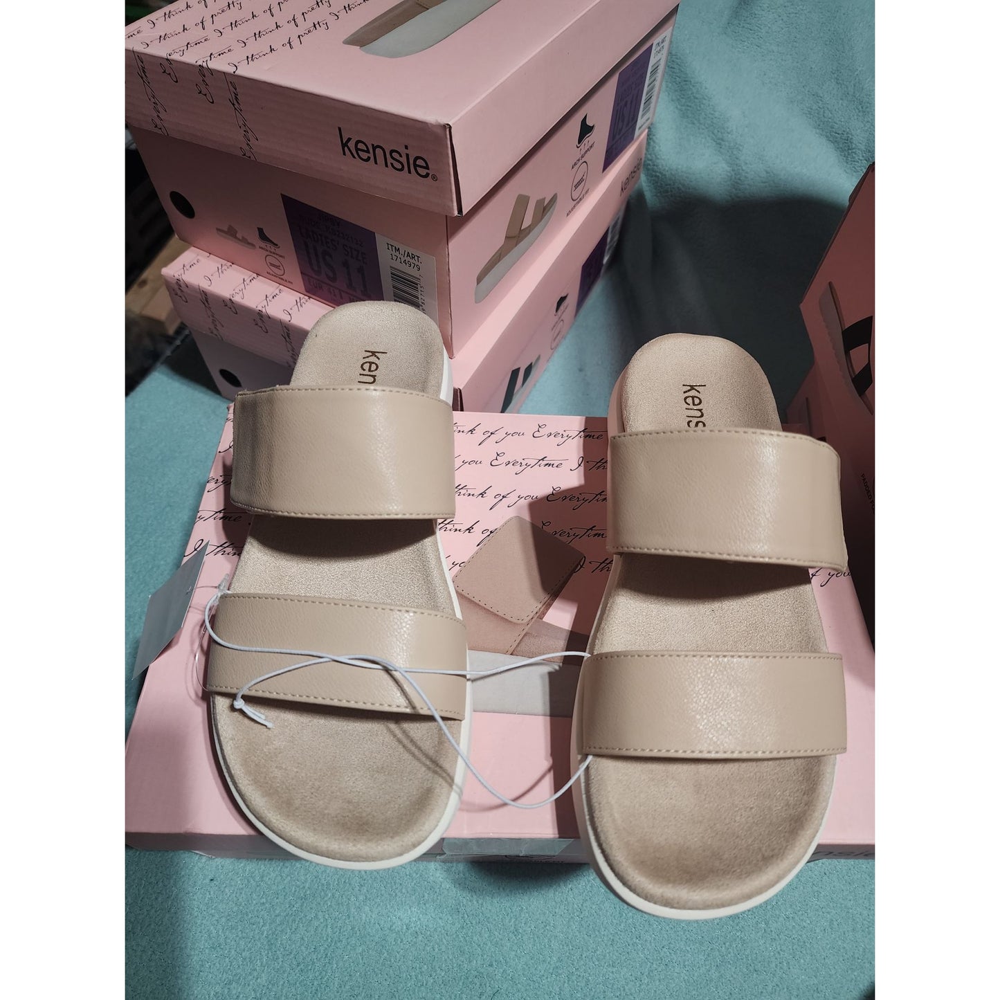 Kensie Women's Nude Jipsy Sandals With Arch Support & Adjustable Strap