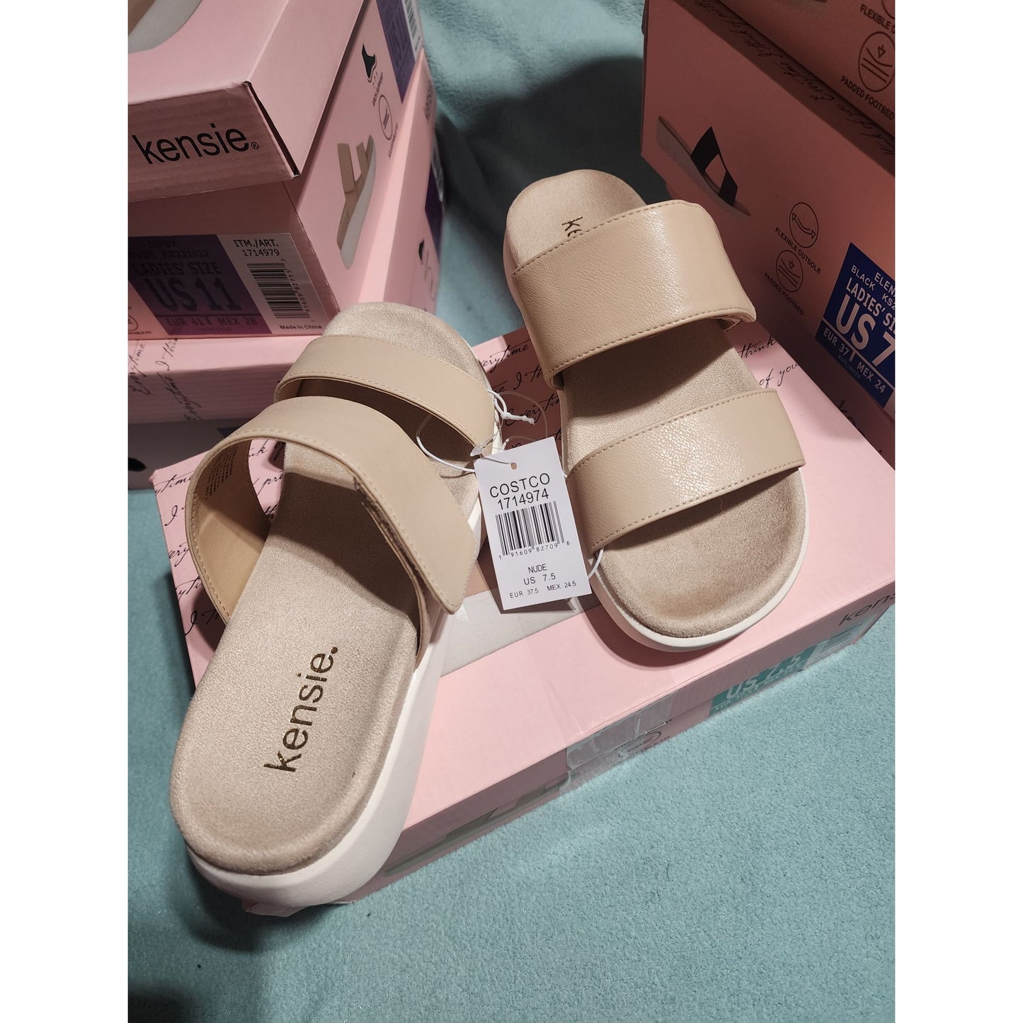 Kensie Women's Nude Jipsy Sandals With Arch Support & Adjustable Strap