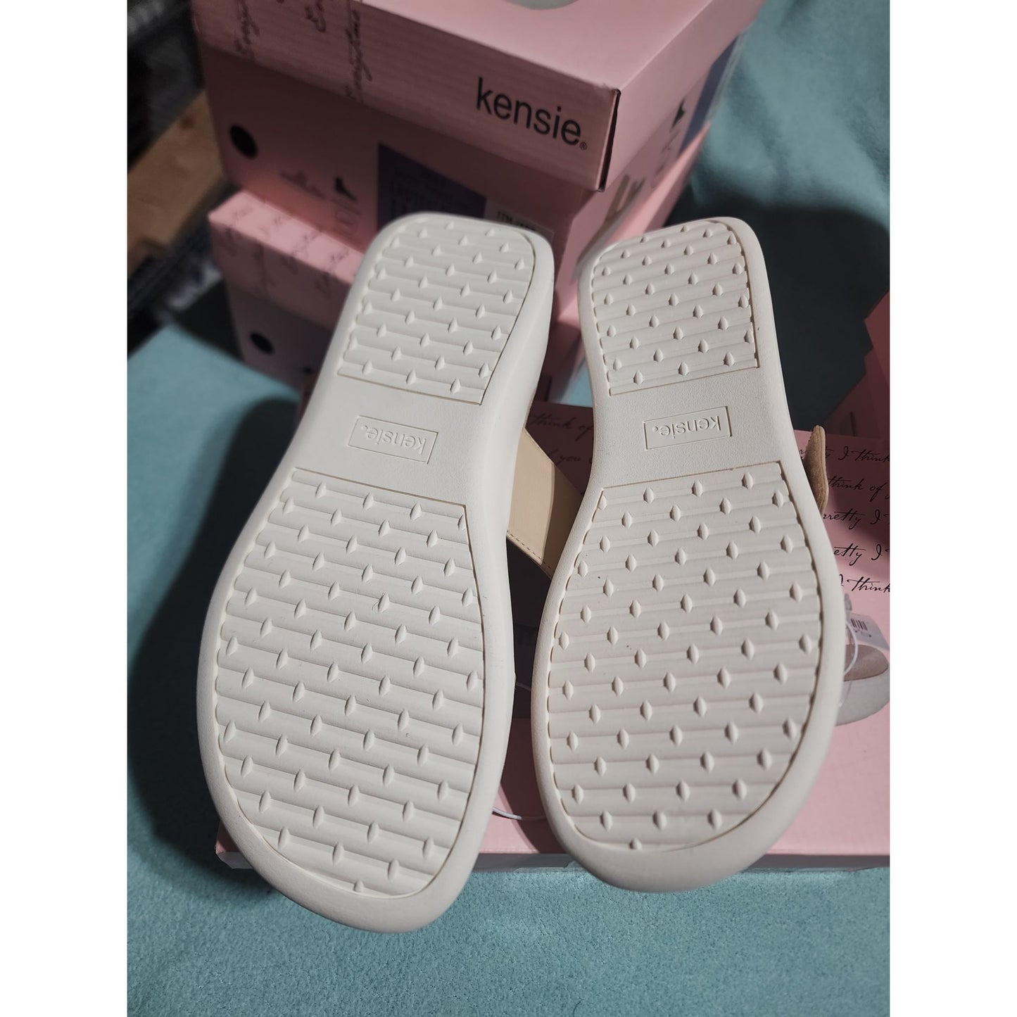 Kensie Women's Nude Jipsy Sandals With Arch Support & Adjustable Strap