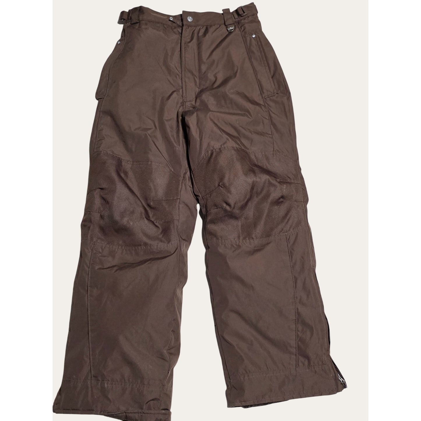Brown Youth Snow Pants Size 14/16 Adjustable Waist 100% Polyester Waterproof Winter Gear