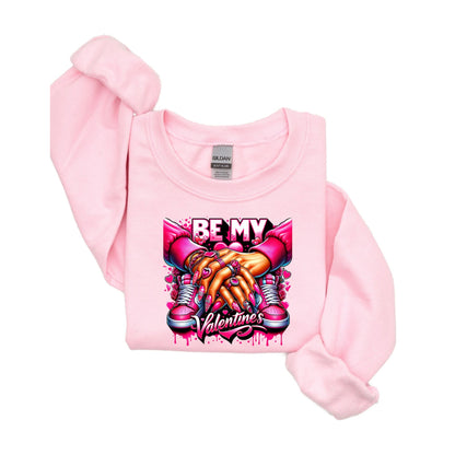 Be My Valentine Sweatshirt With Hands & Sneakers Graphic  Gildan