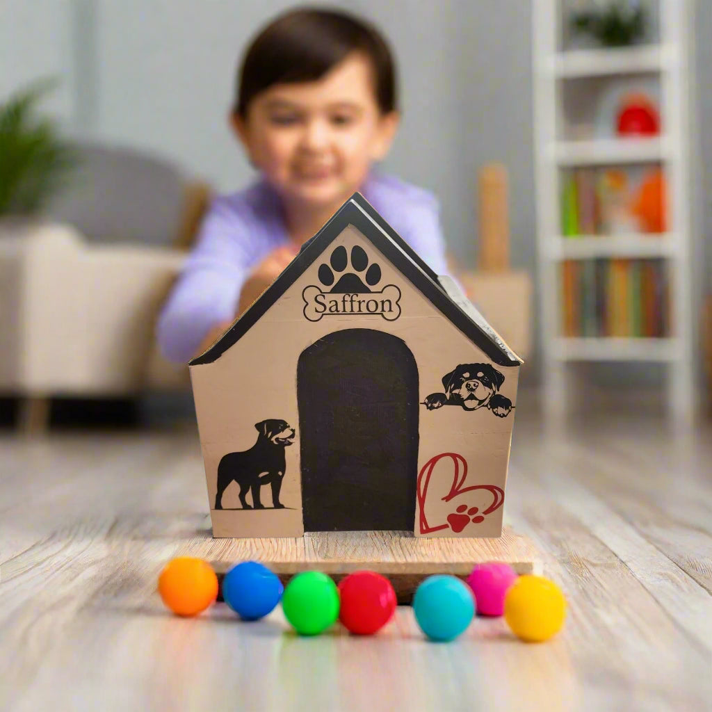 Personalized Pet toy box shaped like a dog house