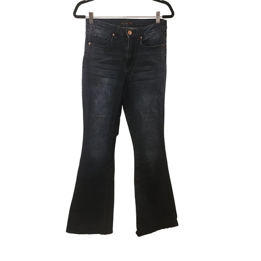 YMI Womens Flared Kids Jeans Size 7 Cotton Blend Dark Wash Denim Made In USA