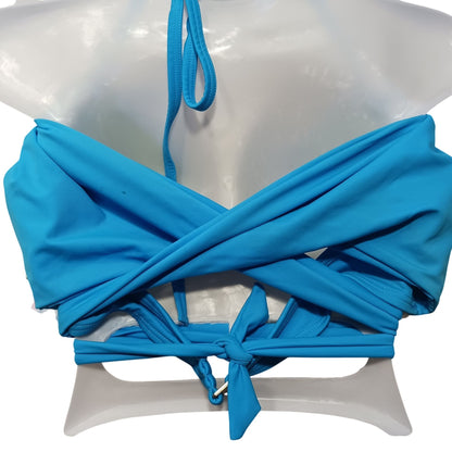 Sun Dazed Blue Wrap Bikini Top 36D Multi-Style Underwire Support New