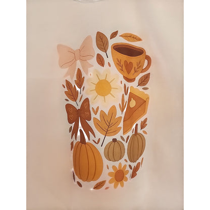 Pumpkin Spice & Cozy Vibes Fall Graphic Medium Sweatshirt Coffee, Pumpkin Pie & Leaves