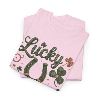 Lucky Cowgirl w/Horseshoe Western Graphic Tee – Women’s Country Rodeo Boutique Shirt
