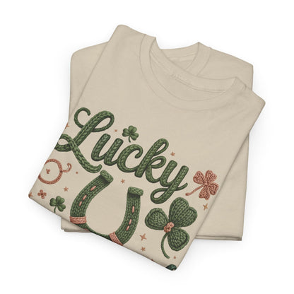 Lucky Cowgirl w/Horseshoe Western Graphic Tee – Women’s Country Rodeo Boutique Shirt