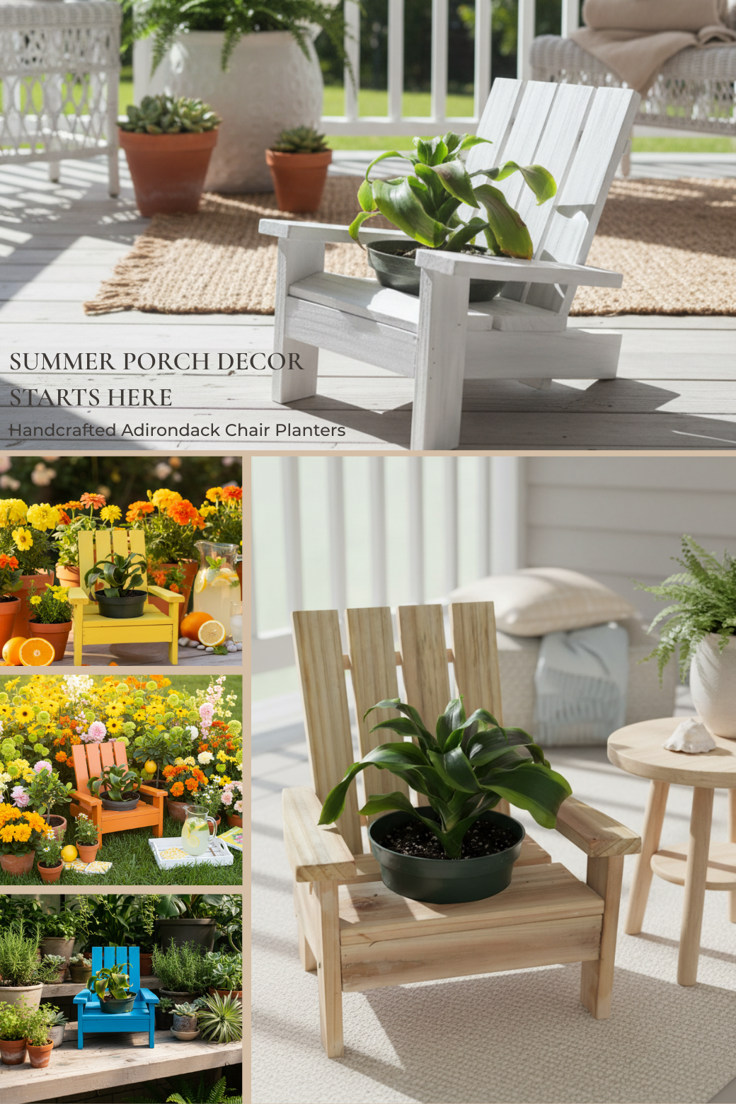 Miniature Adirondack Chair Planter Stand For Indoor Or Outdoor Decor