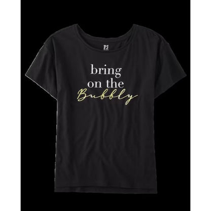 Bring On The Bubbly Graphic Black Relaxed Fit T-Shirt