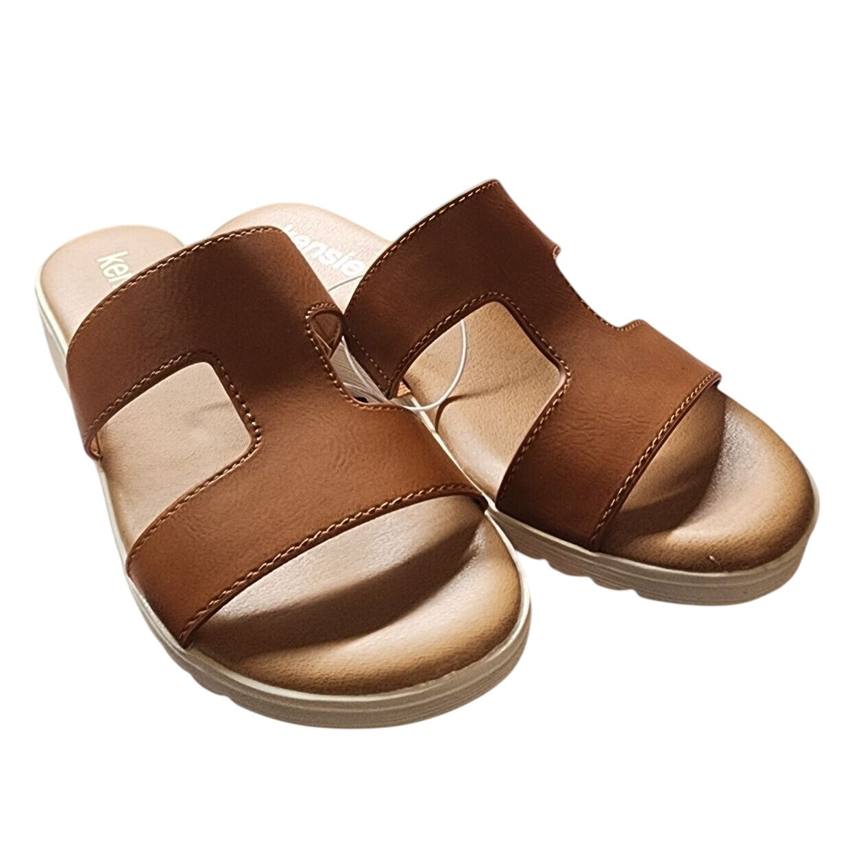 Kensie Women's Elena Cognac Sandals With Arch Support & Adjustable Strap