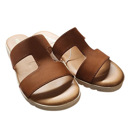 Kensie Women's Elena Cognac Sandals With Arch Support & Adjustable Strap