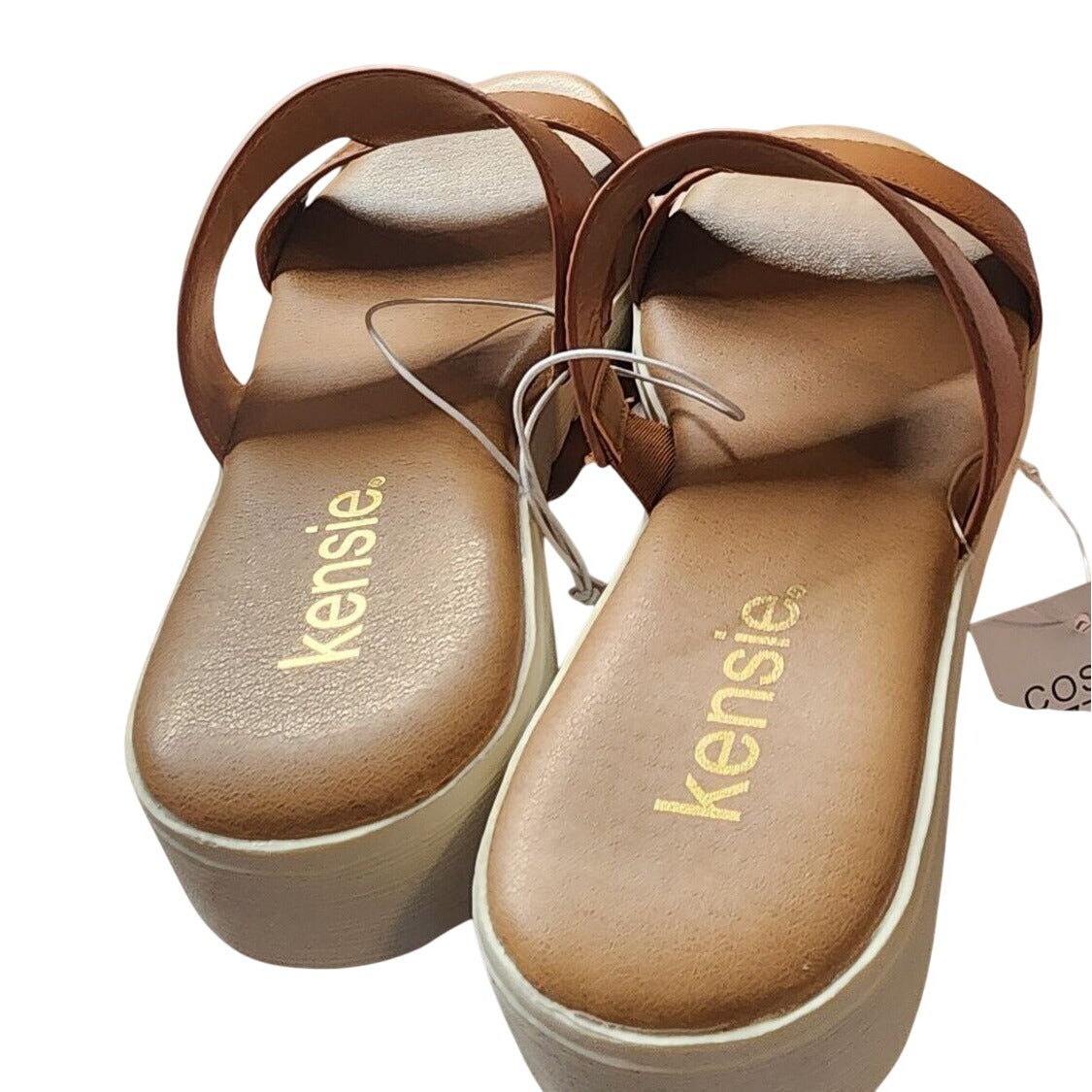 Kensie Women's Elena Cognac Sandals With Arch Support & Adjustable Strap