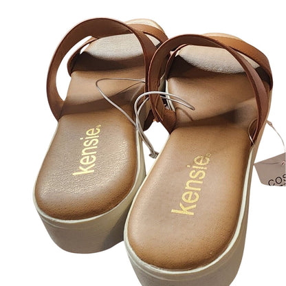 Kensie Women's Elena Cognac Sandals With Arch Support & Adjustable Strap