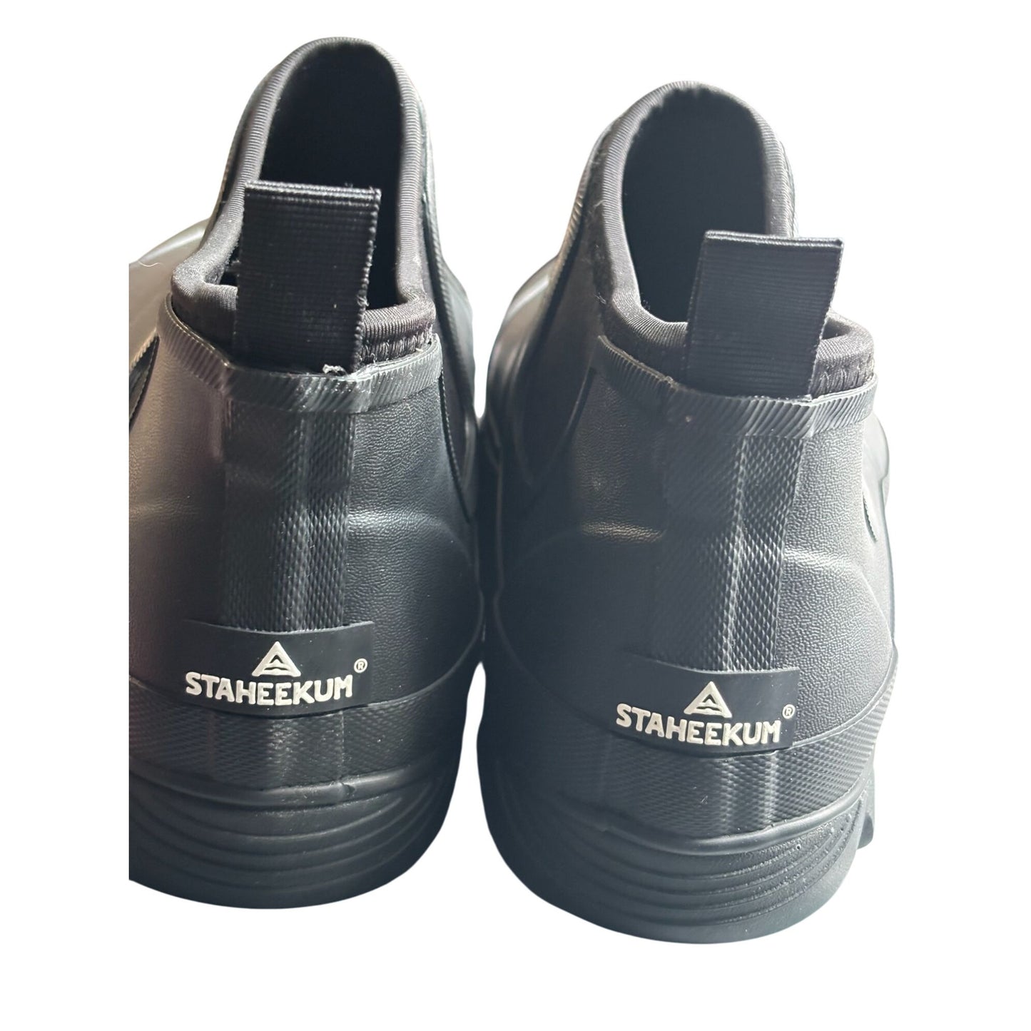 Staheekum Mens Size 10 Rubber Chelsea Waterproof Slip-On Boots Black