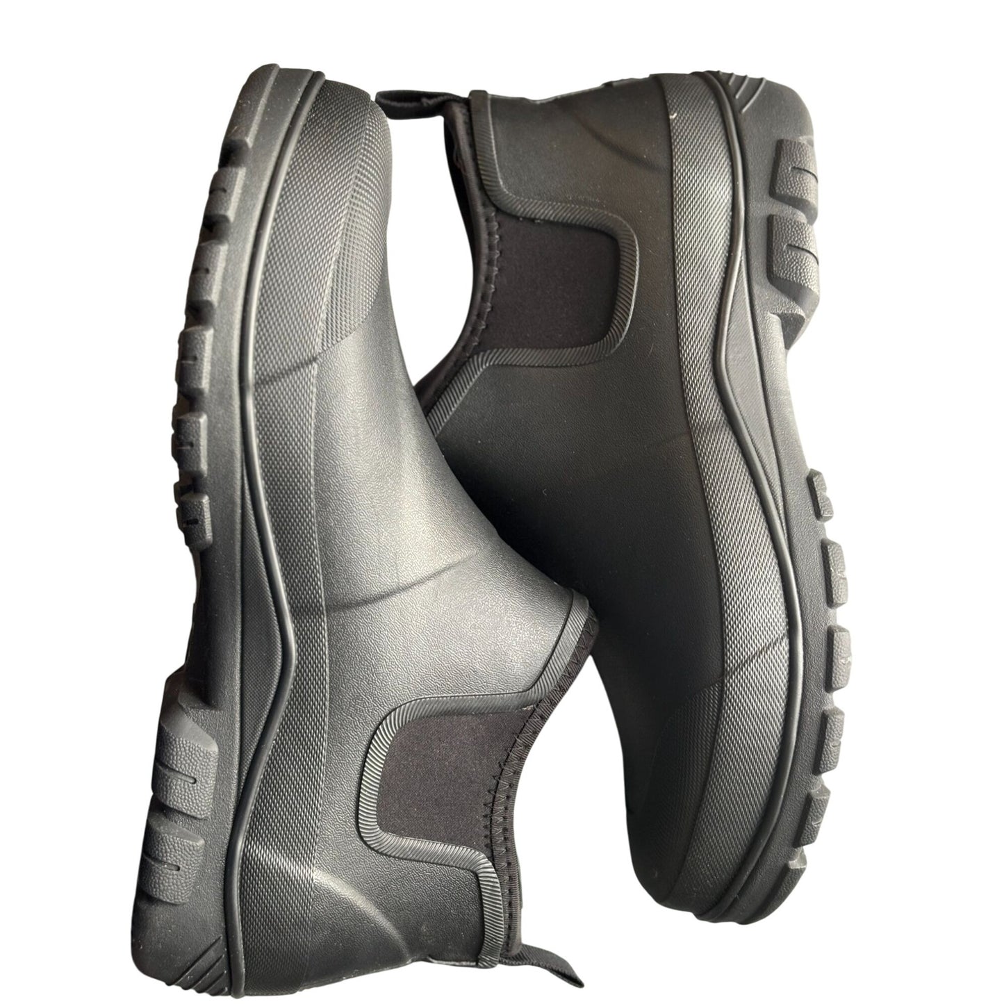 Staheekum Mens Size 10 Rubber Chelsea Waterproof Slip-On Boots Black