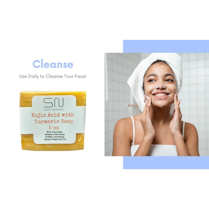 Seoul Naturals Kojic Acid & Turmeric Soap Bar – 5 oz | Skin Radiance & Face and Body Cleansing