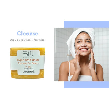 Seoul Naturals Kojic Acid & Turmeric Soap Bar – 5 oz | Skin Radiance & Face and Body Cleansing