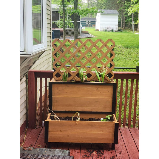 Handcrafted Cedar wood Planter Box with Trellis | Rustic Charm for Gardens & Patios | Gift | Spacious Double Design | Eco-Friendly |2-Tier Raised