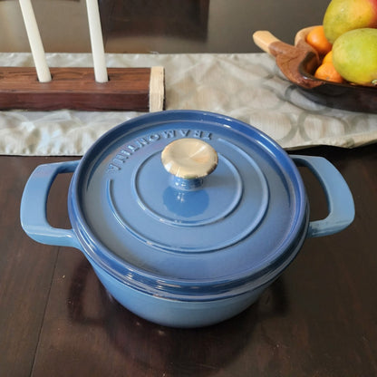 Tramontina Gourmet 5.5 qt. Round Enameled kitchen Cast Iron Dutch Oven in Dark Blue with Lid