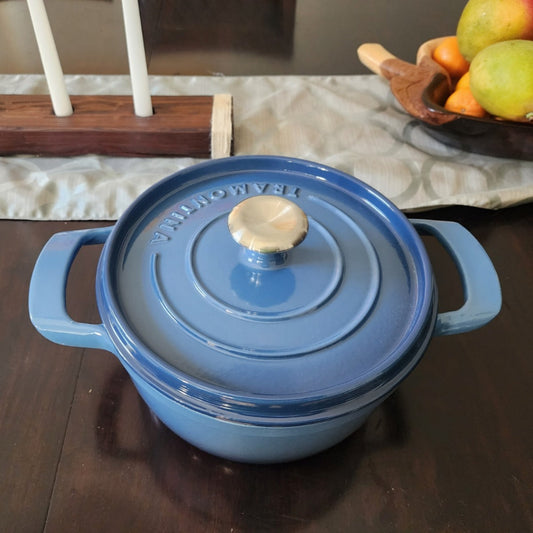 Tramontina Gourmet 5.5 qt. Round Enameled kitchen Cast Iron Dutch Oven in Dark Blue with Lid