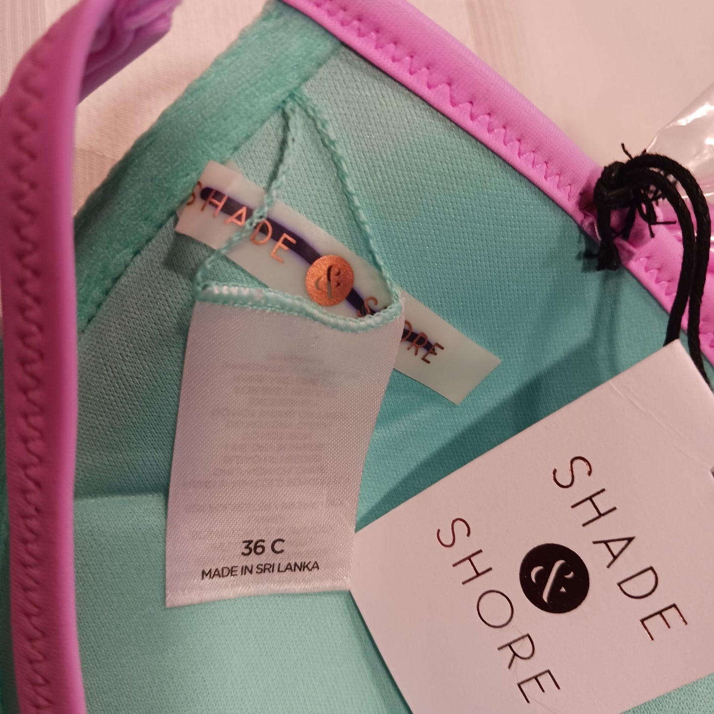Shade & Shore Multicolor Lace-Overlay Strapless Bikini Top 36C With Removable Straps