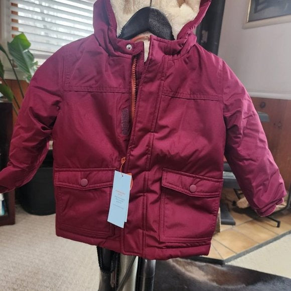 Cat And Jack Maroon Polyester Parkas Jacket