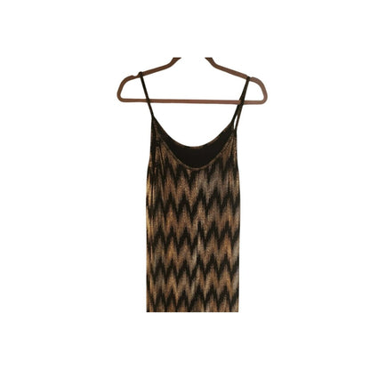 Metallic Zigzag Pattern Jumpsuit With Spaghetti Straps & Low Back Design